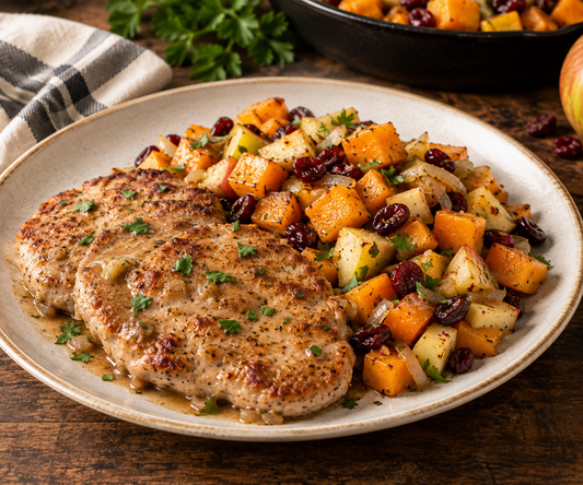 Pan-Fried Pork Cutlets & Autumn Sauté