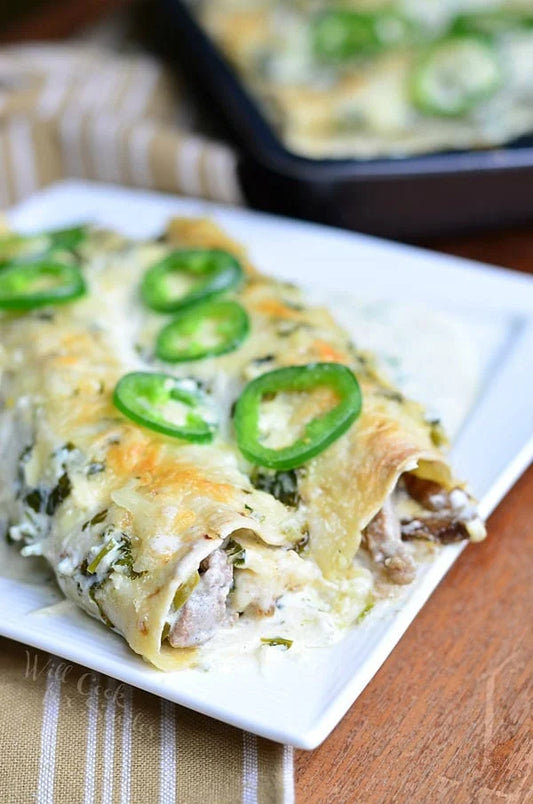 Steak Enchiladas - with Jalapeno Cilantro Cream Sauce